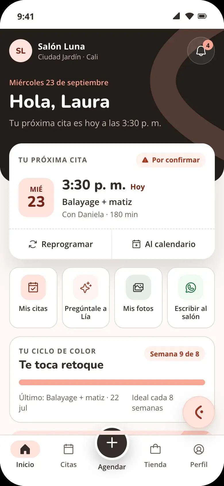 App da cliente: início