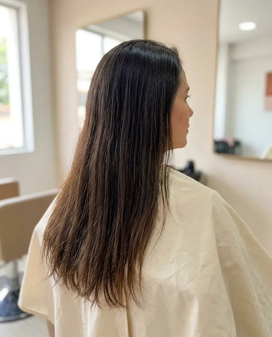 Antes: cabelo castanho