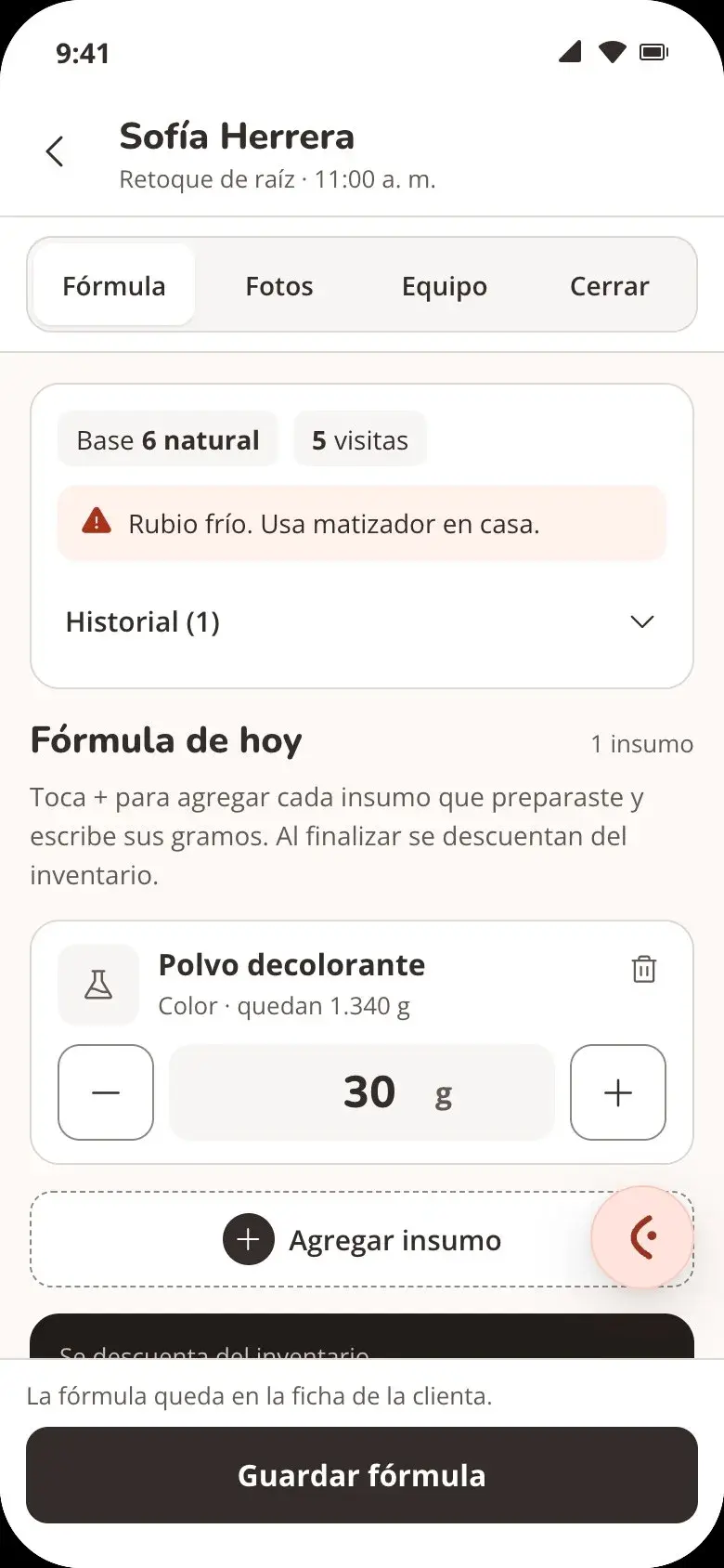App da estilista: fórmula